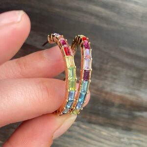 J Crew Rainbow Hoop Earrings